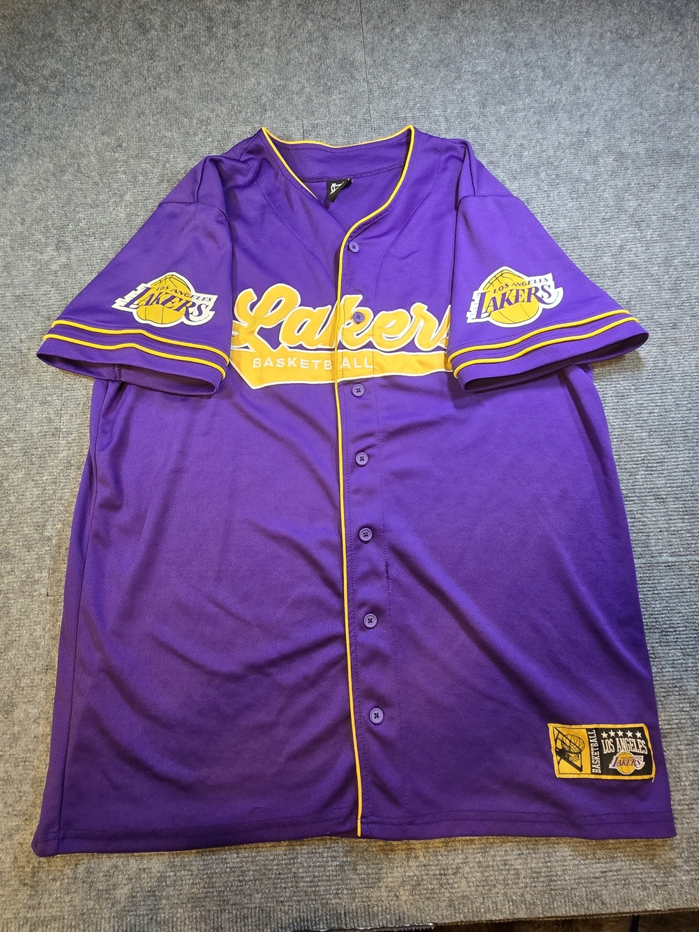 NBA Los Angeles Lakers Purple Gold Button Front Basketball Jersey Shirt